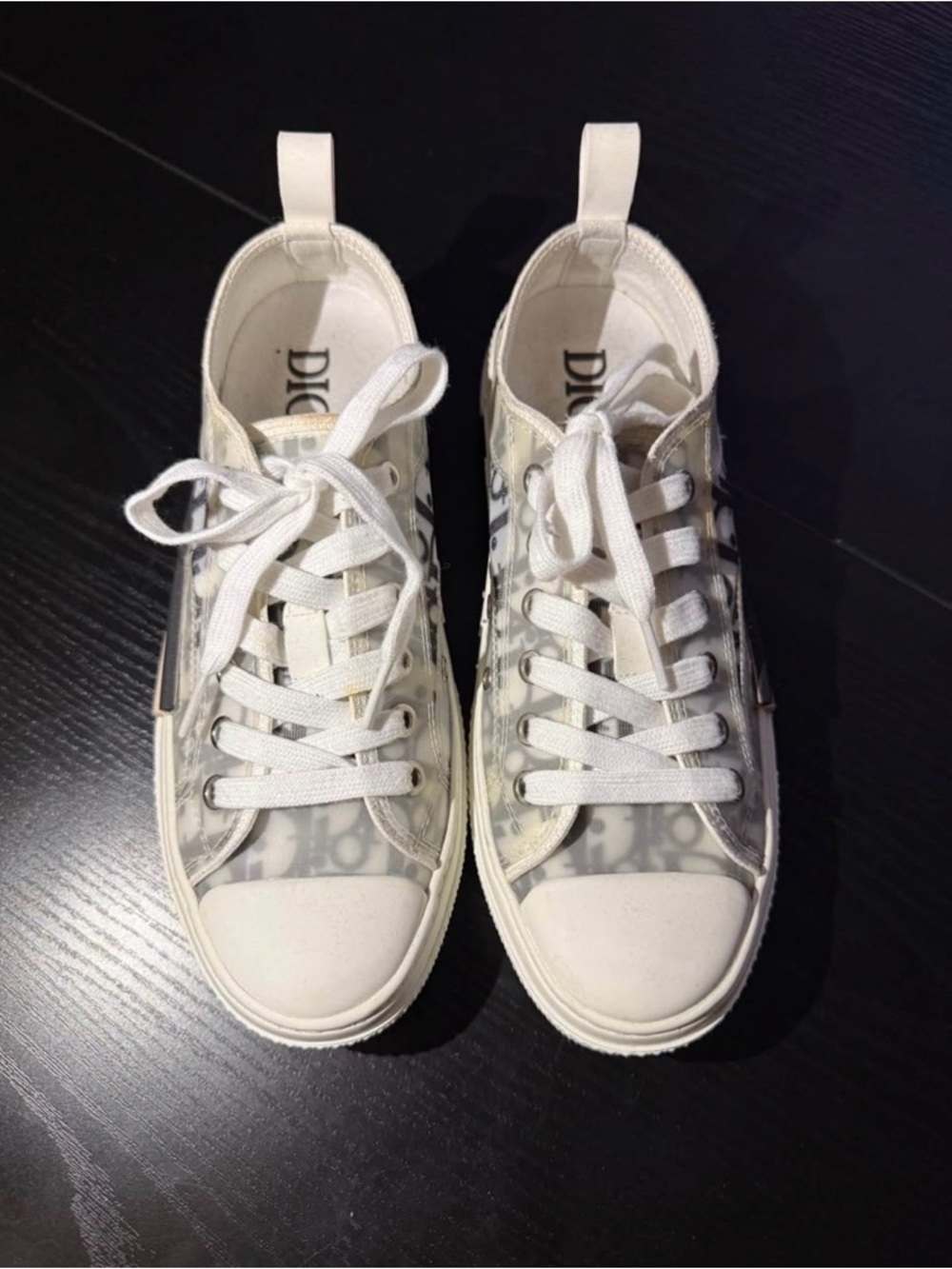 Dior White and Gray Low-Top Logo Sneakers - Picture 2 of 5